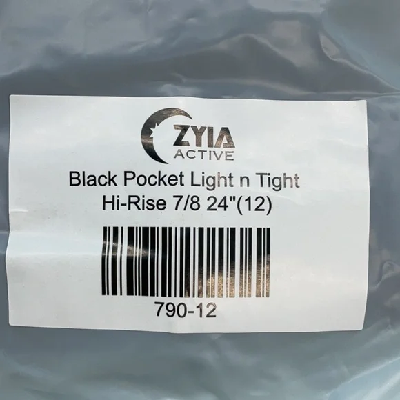 ZYIA Black Pocket Light n Tight Hi-Rise Leggings 7/8 24” (12) - Picture 2 of 2